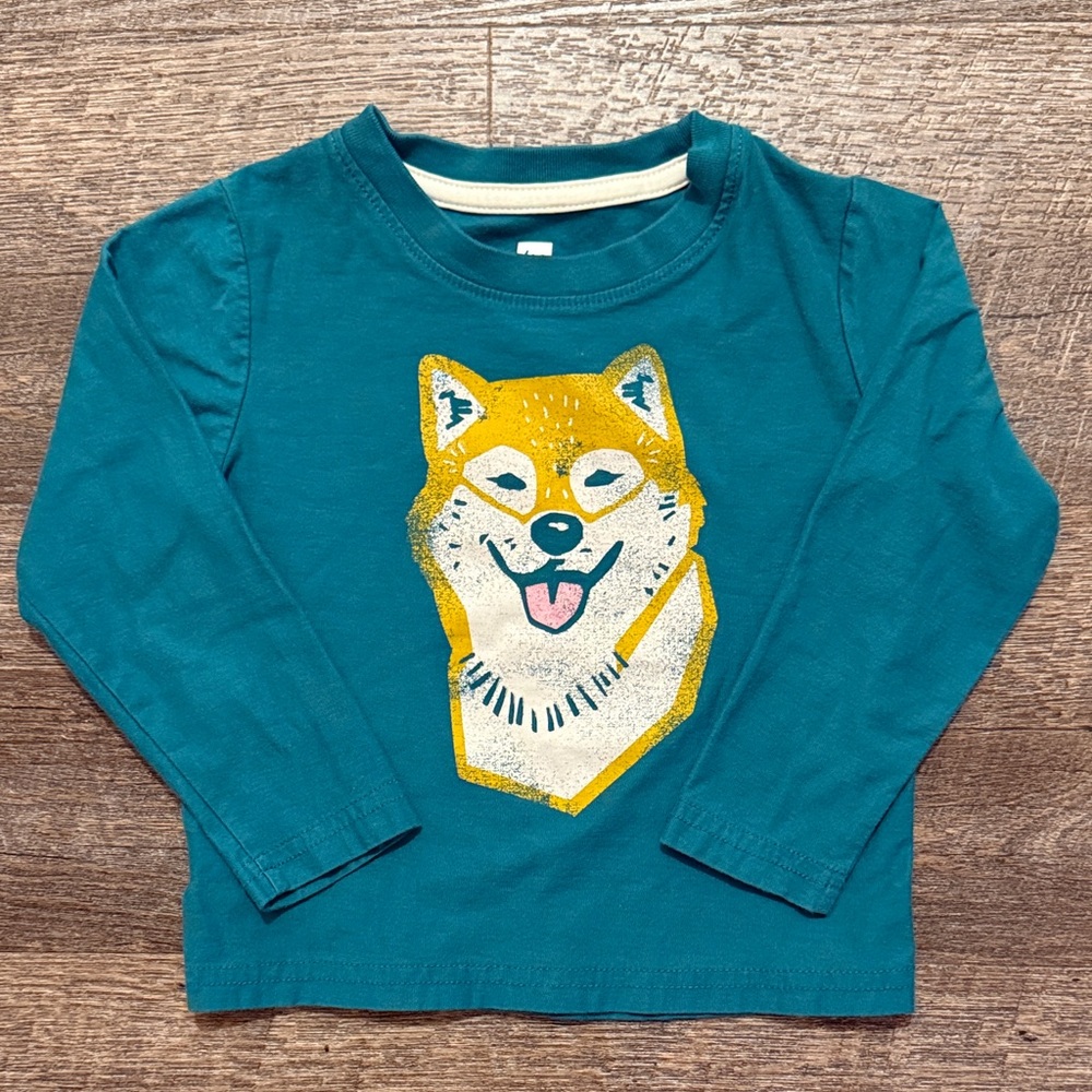 Tea Collection 100% Cotton Shiba Inu Smile Long Sleeve Graphic Tee